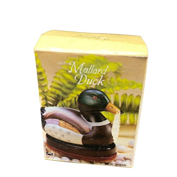 Vintage Mallard Duck Bisque Porcelain Wood Base Lint brush - Picture 6 of 15